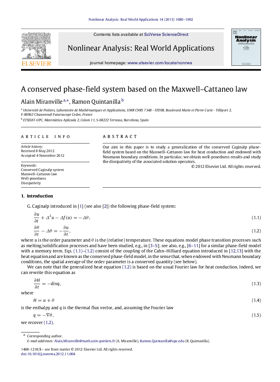 A conserved phase-field system based on the Maxwell–Cattaneo law