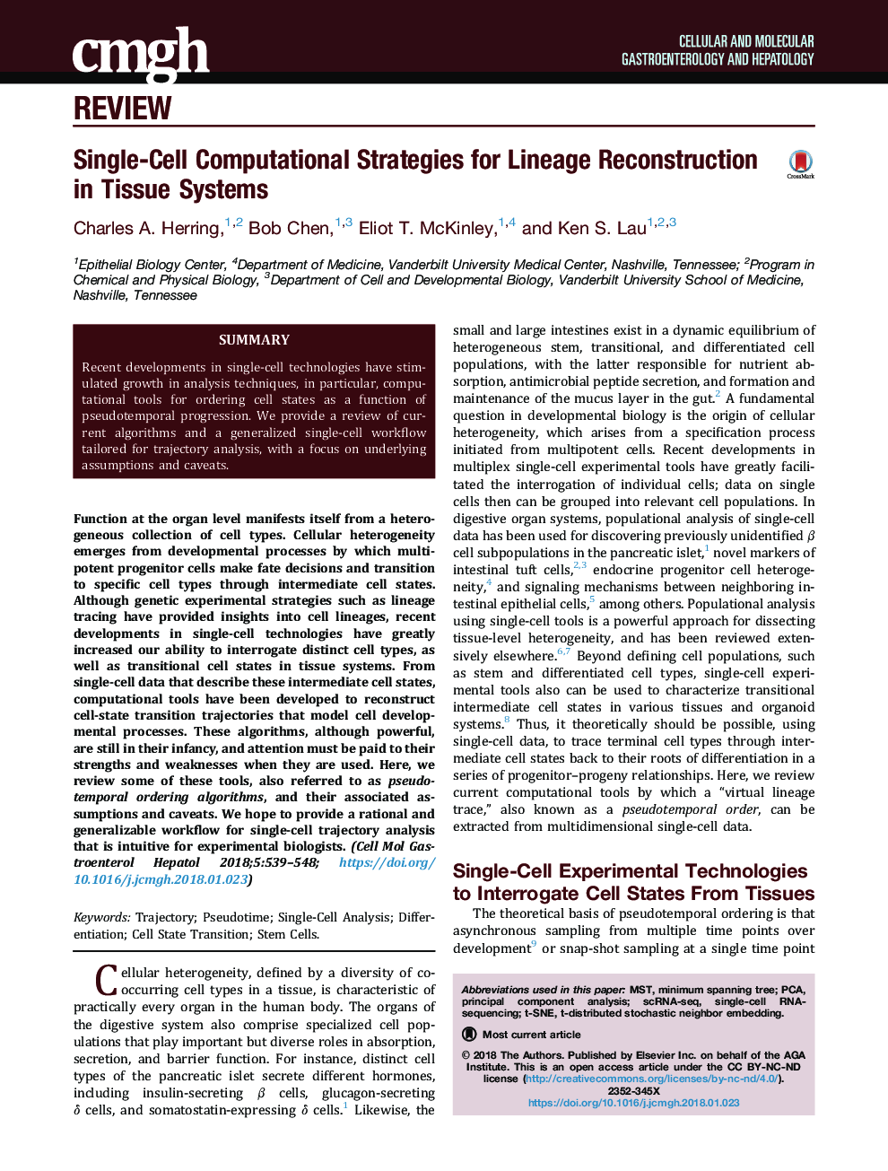 Single-Cell Computational Strategies for Lineage Reconstruction in Tissue Systems