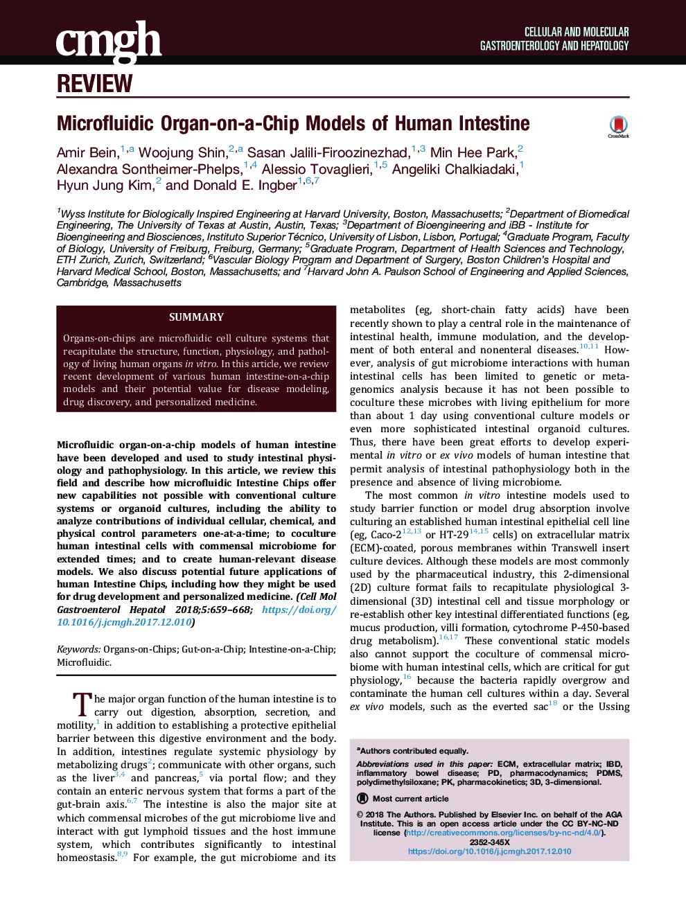 Microfluidic Organ-on-a-Chip Models of Human Intestine