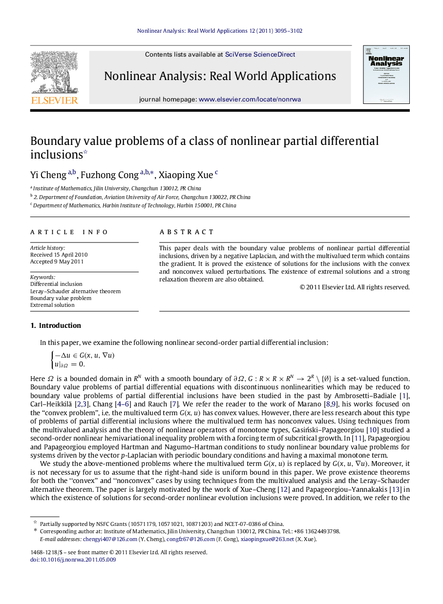 Boundary value problems of a class of nonlinear partial differential inclusions 