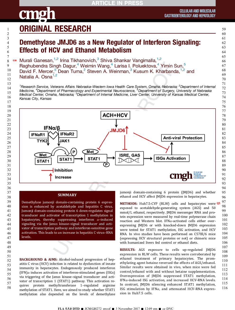 Demethylase JMJD6 as a New Regulator of Interferon Signaling: Effects of HCV and Ethanol Metabolism