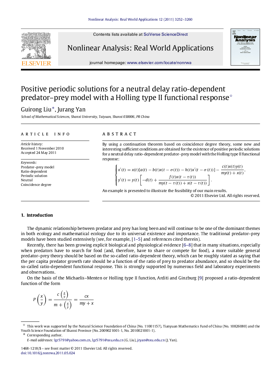 Positive periodic solutions for a neutral delay ratio-dependent predator–prey model with a Holling type II functional response 