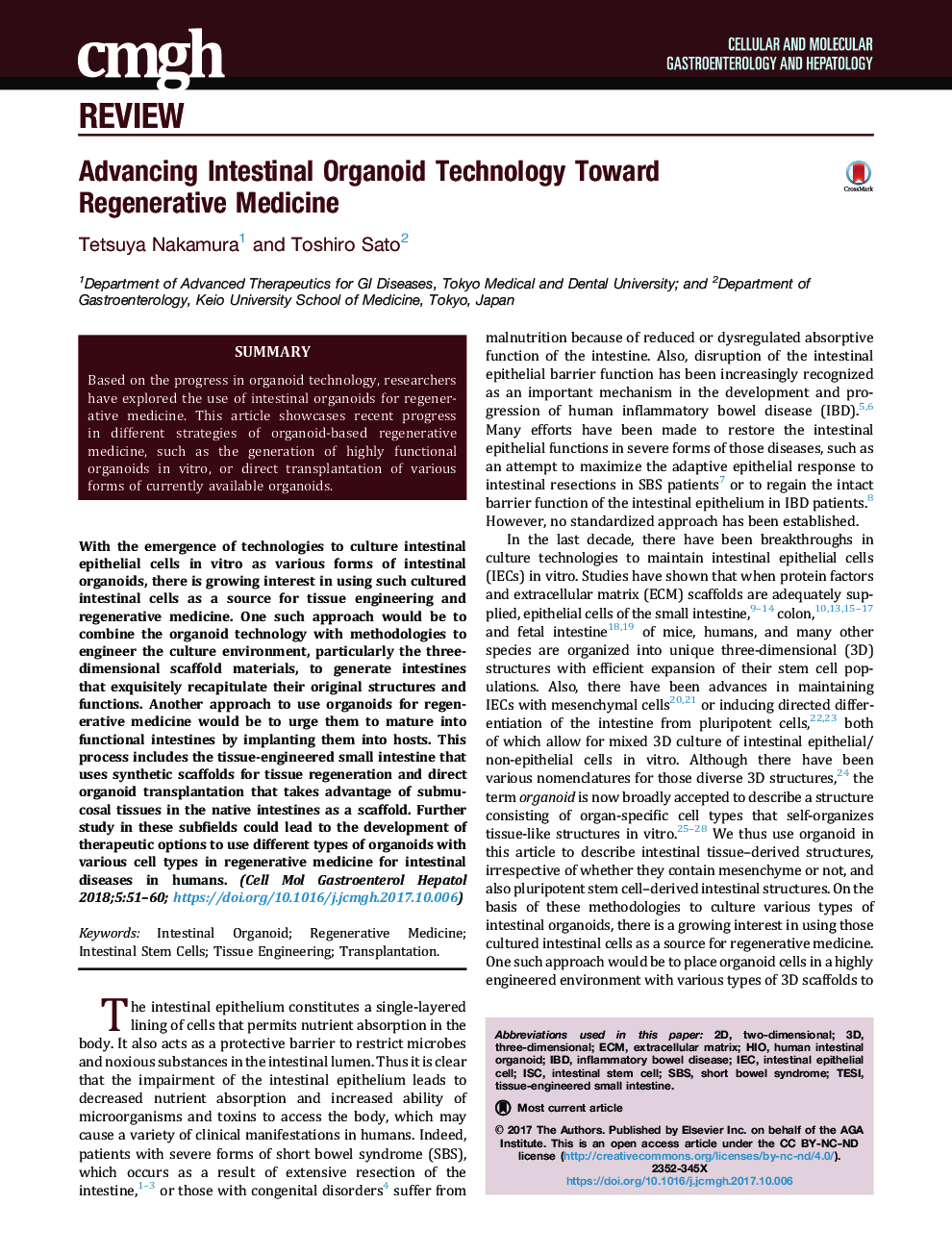 Advancing Intestinal Organoid Technology Toward RegenerativeÂ Medicine