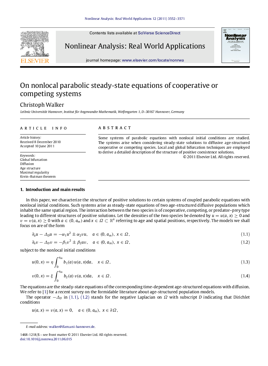 On nonlocal parabolic steady-state equations of cooperative or competing systems