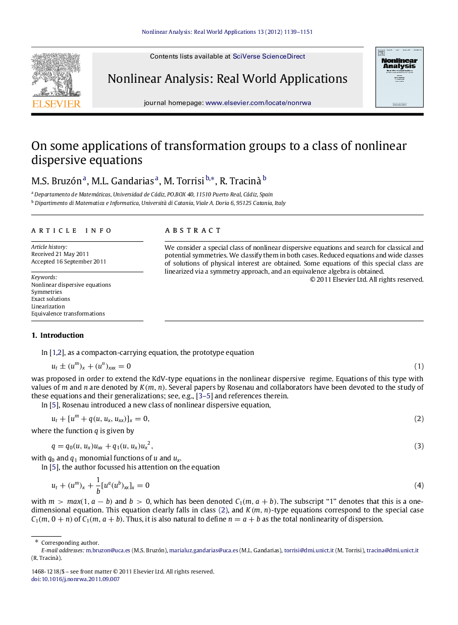 On some applications of transformation groups to a class of nonlinear dispersive equations