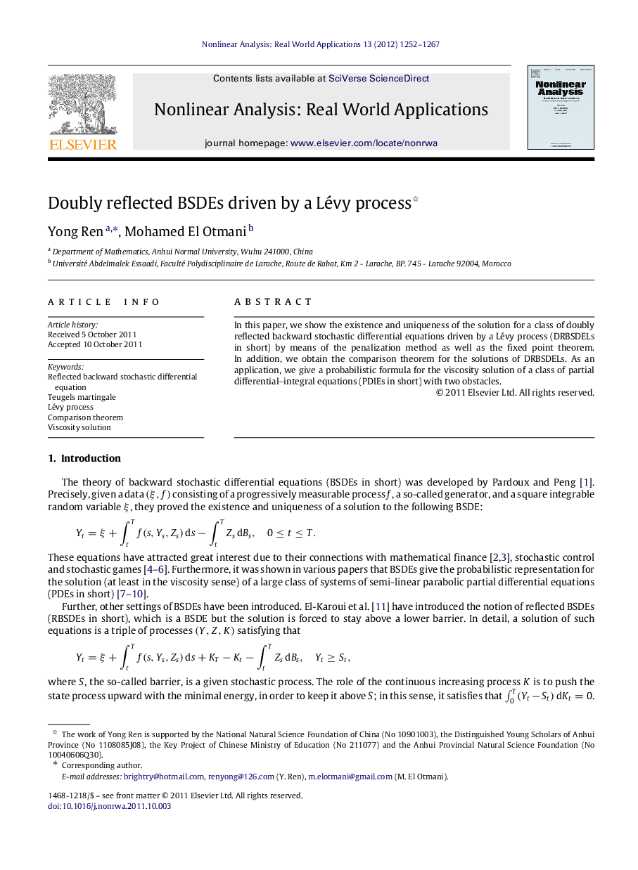 Doubly reflected BSDEs driven by a Lévy process 