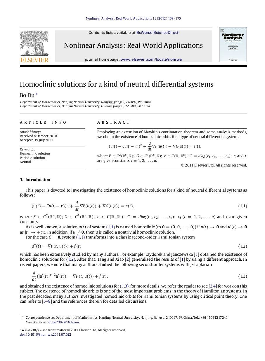 Homoclinic solutions for a kind of neutral differential systems