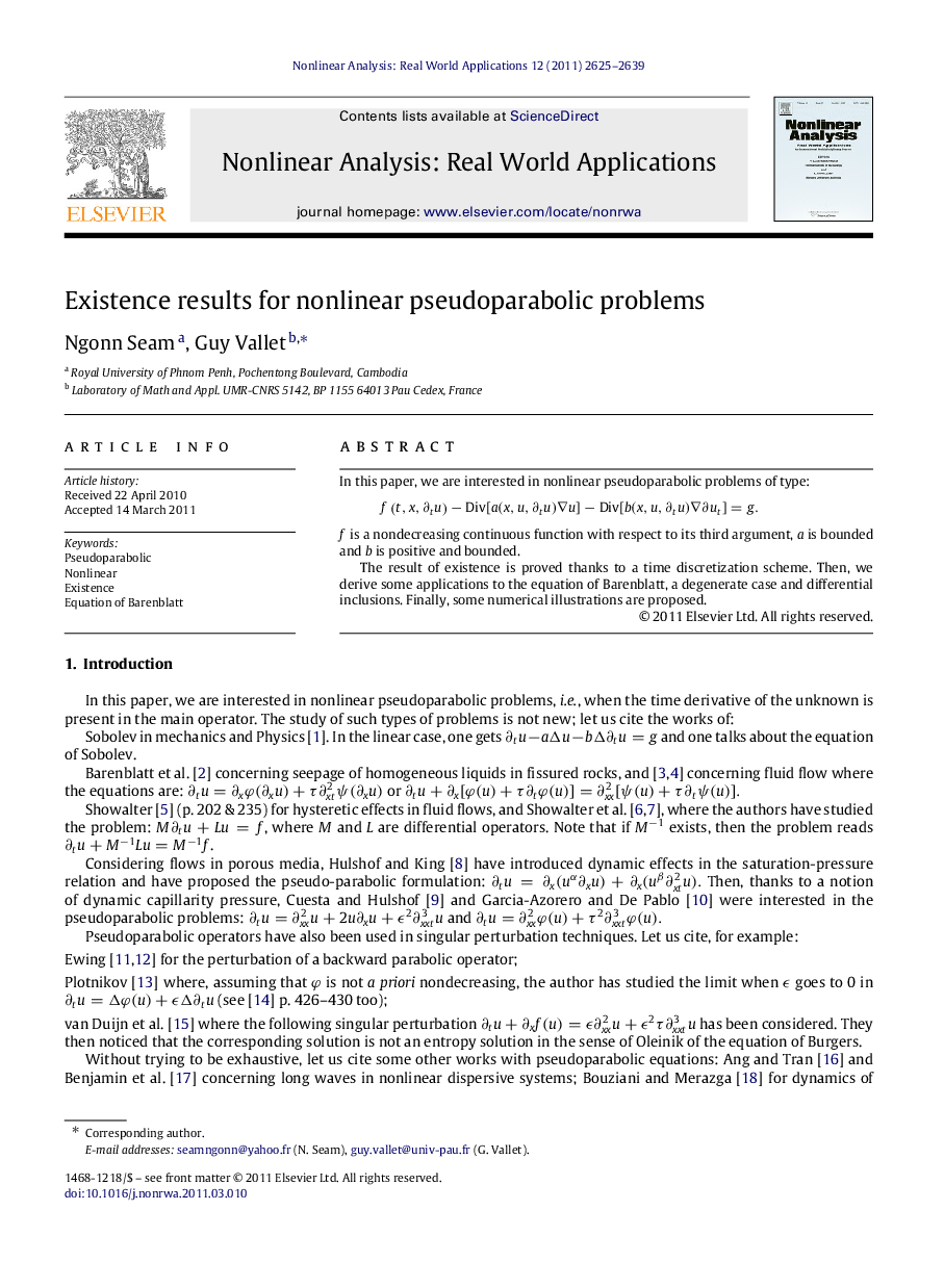 Existence results for nonlinear pseudoparabolic problems