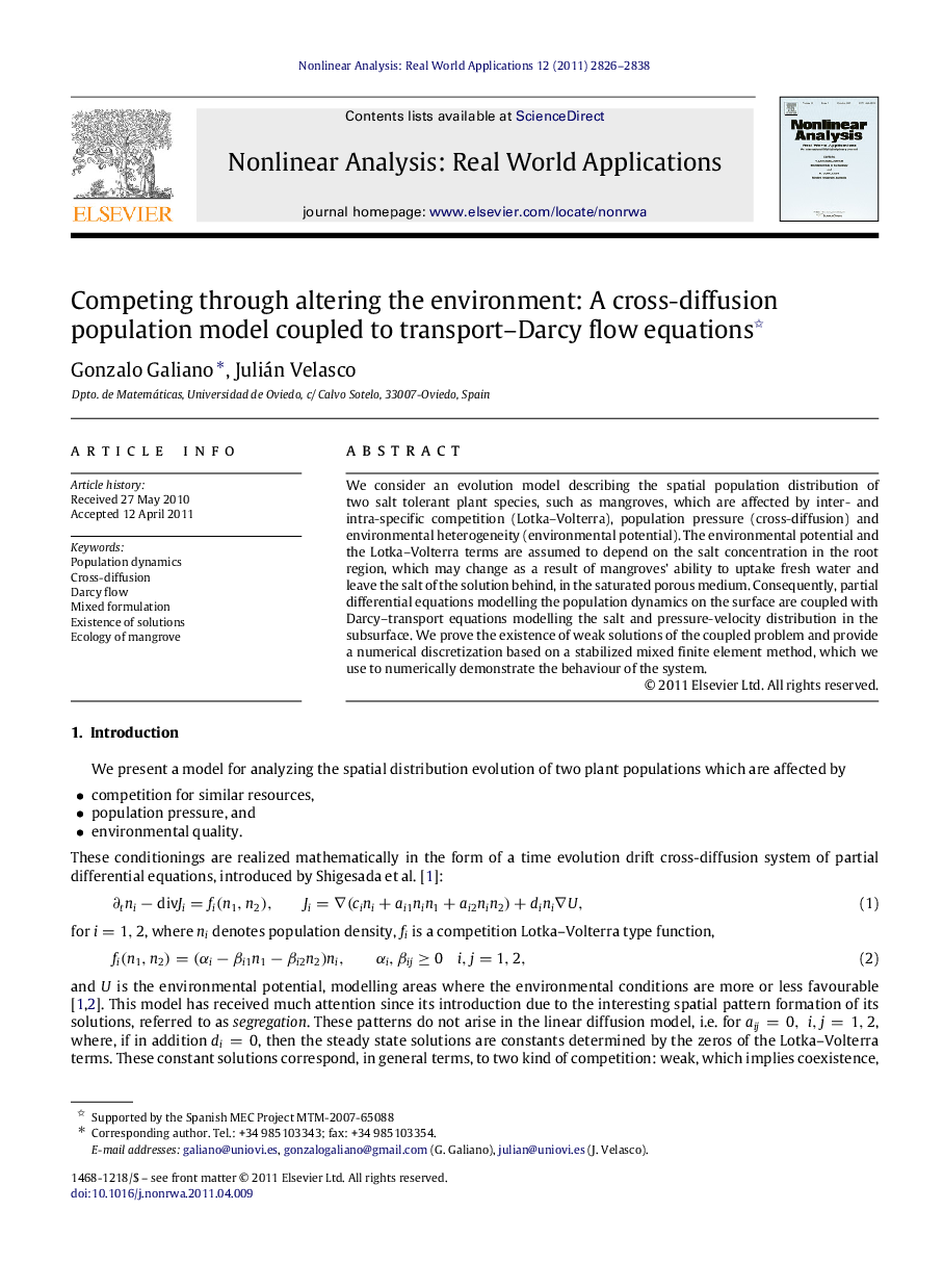 Competing through altering the environment: A cross-diffusion population model coupled to transport–Darcy flow equations 