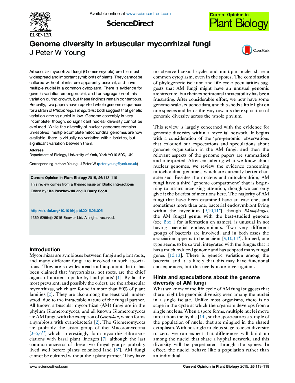 Genome diversity in arbuscular mycorrhizal fungi