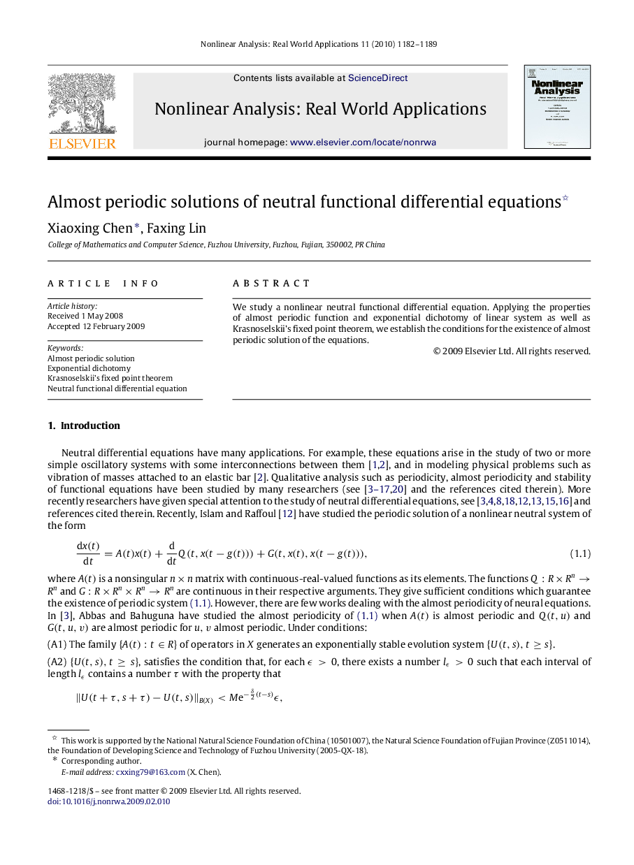 Almost periodic solutions of neutral functional differential equations 