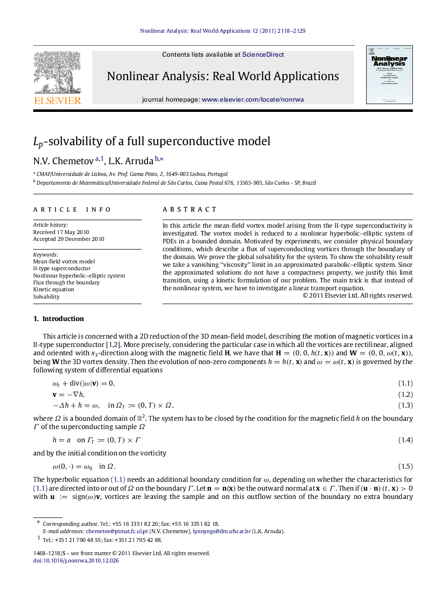 LpLp-solvability of a full superconductive model