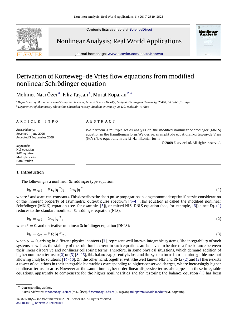 Derivation of Korteweg–de Vries flow equations from modified nonlinear Schrödinger equation