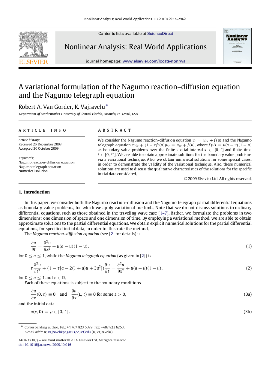 A variational formulation of the Nagumo reaction–diffusion equation and the Nagumo telegraph equation