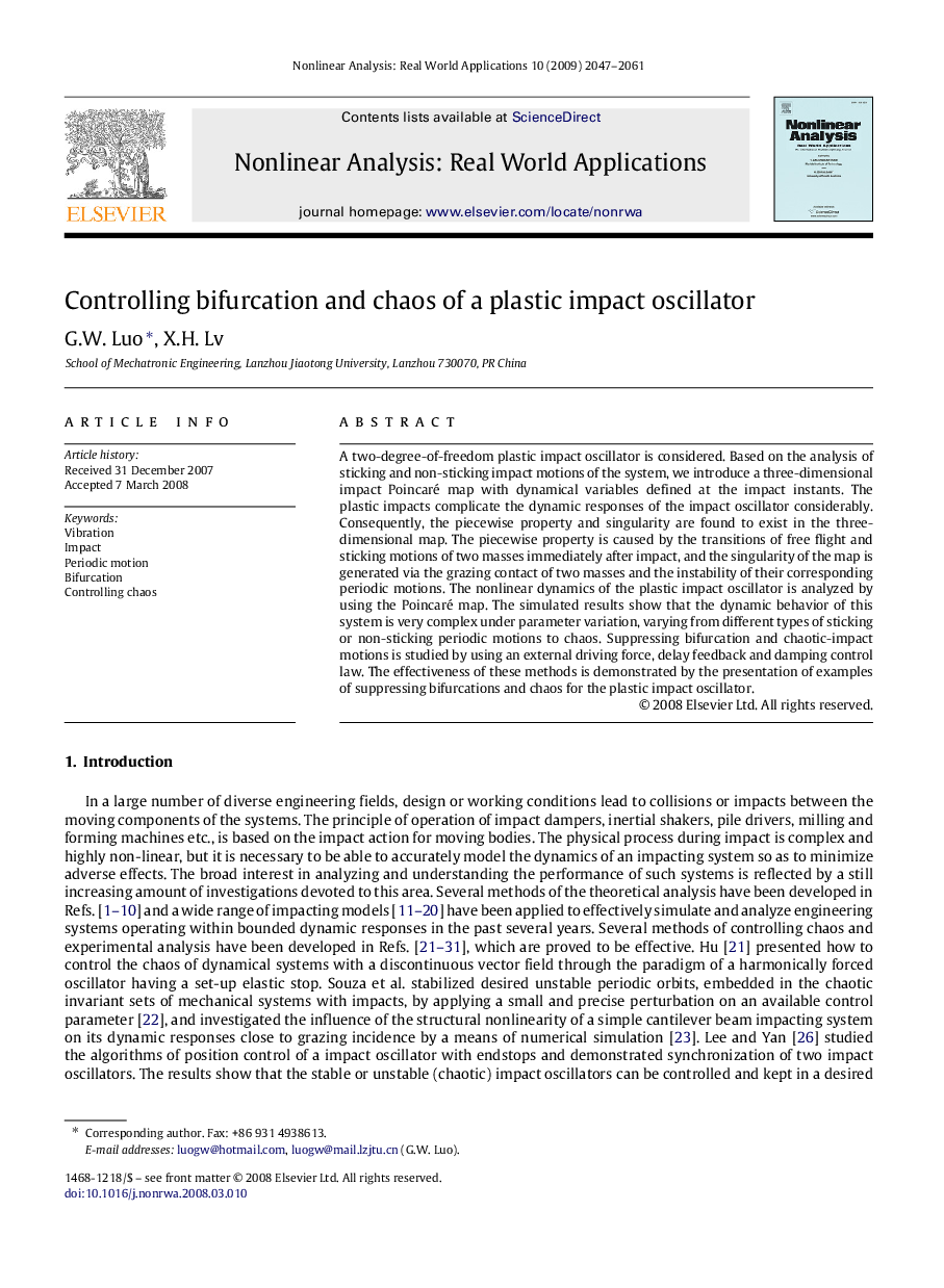 Controlling bifurcation and chaos of a plastic impact oscillator