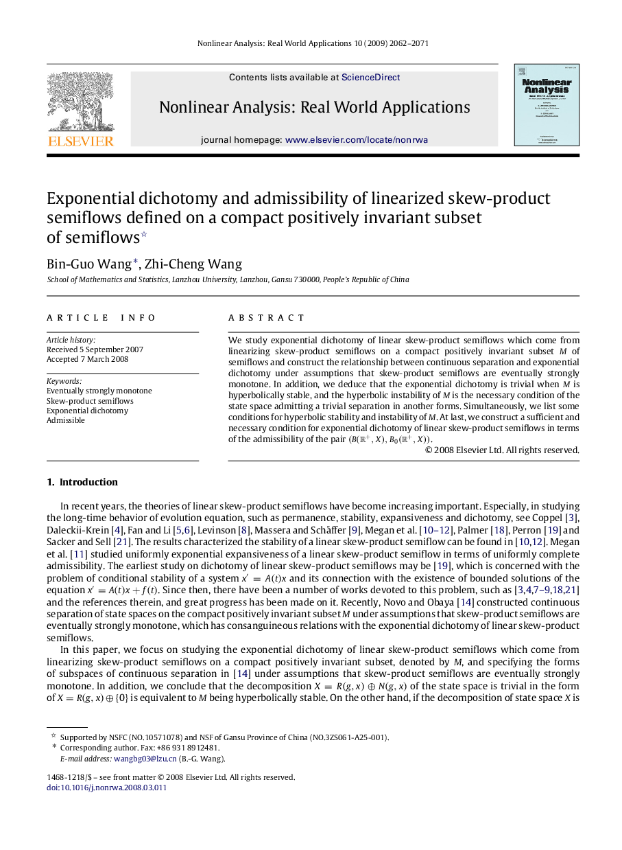 Exponential dichotomy and admissibility of linearized skew-product semiflows defined on a compact positively invariant subset of semiflows 