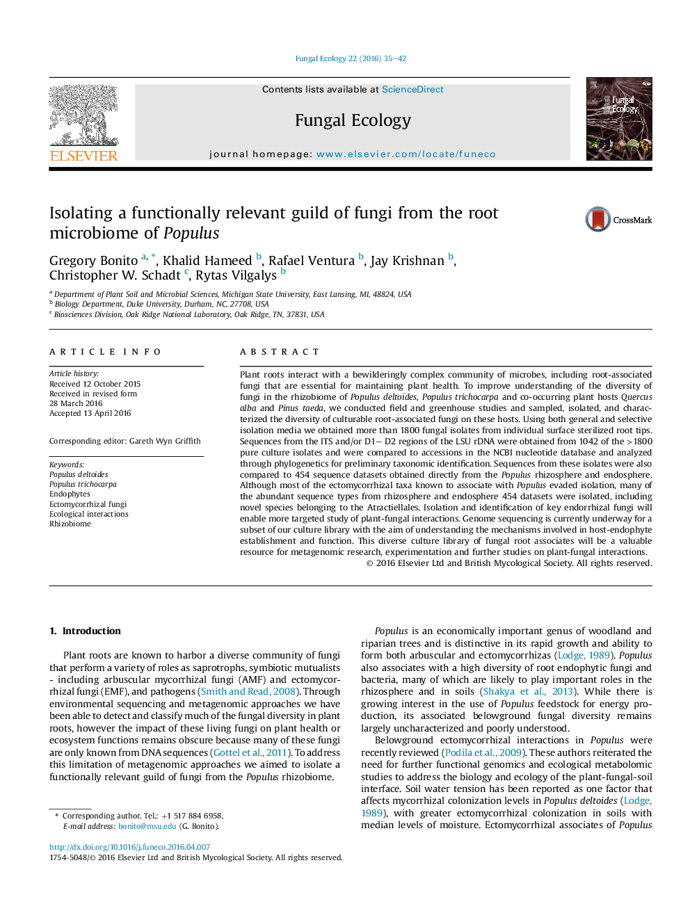 Isolating a functionally relevant guild of fungi from the root microbiome of Populus