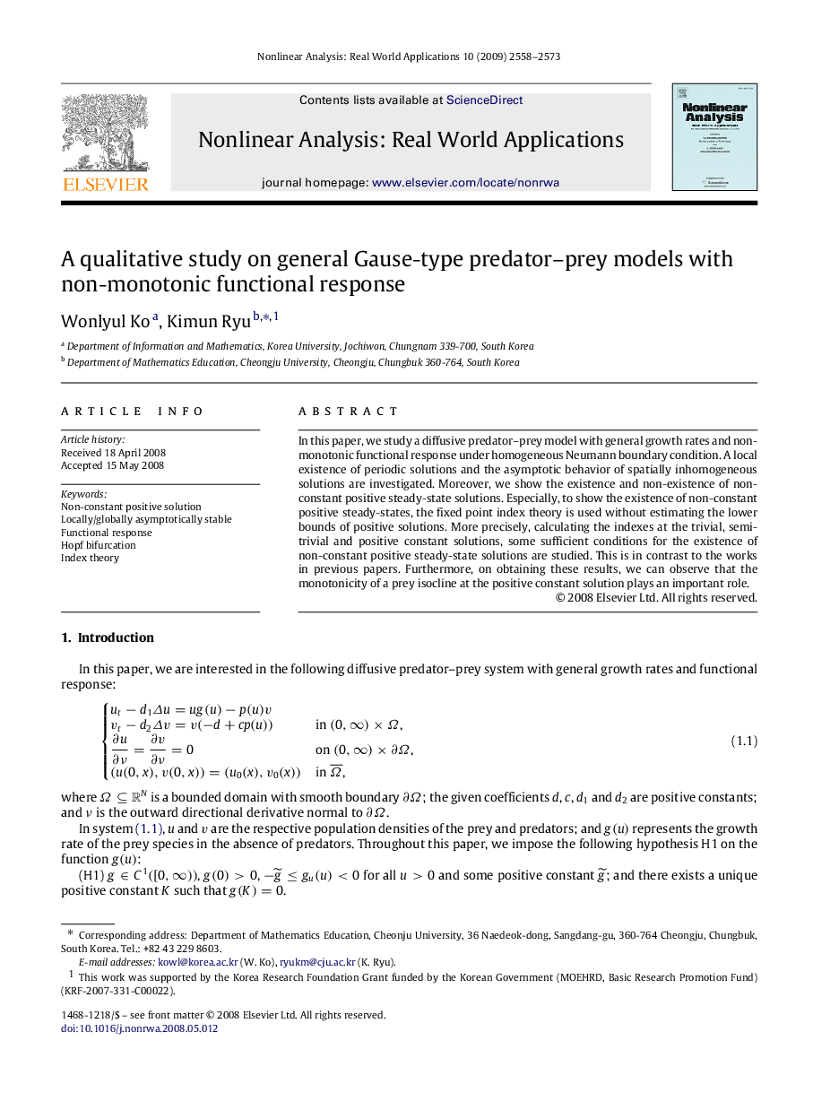 A qualitative study on general Gause-type predator–prey models with non-monotonic functional response