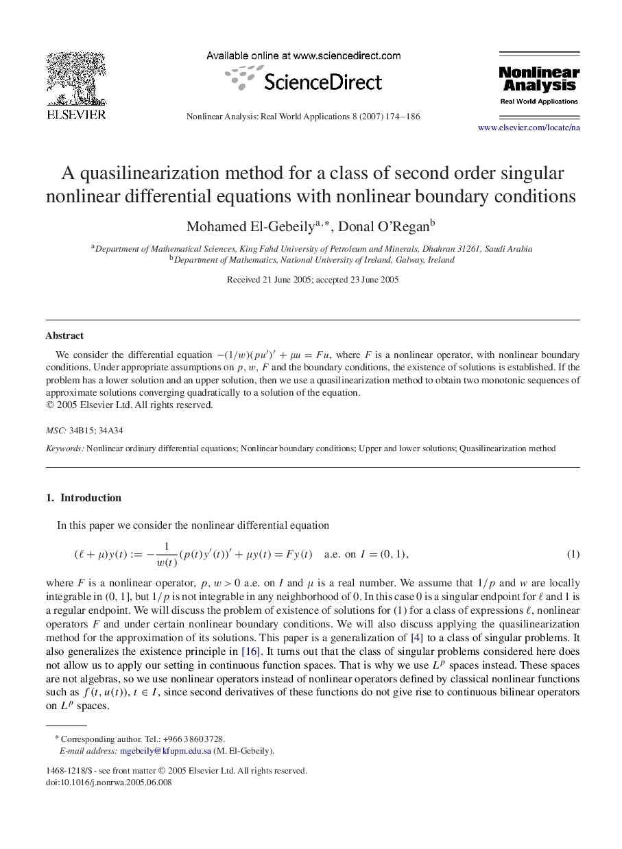 A quasilinearization method for a class of second order singular nonlinear differential equations with nonlinear boundary conditions