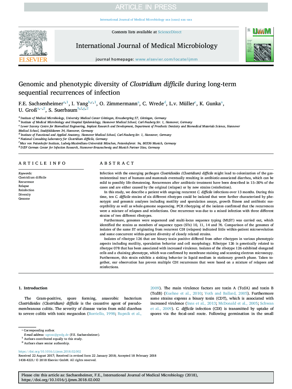 Genomic and phenotypic diversity of Clostridium difficile during long-term sequential recurrences of infection