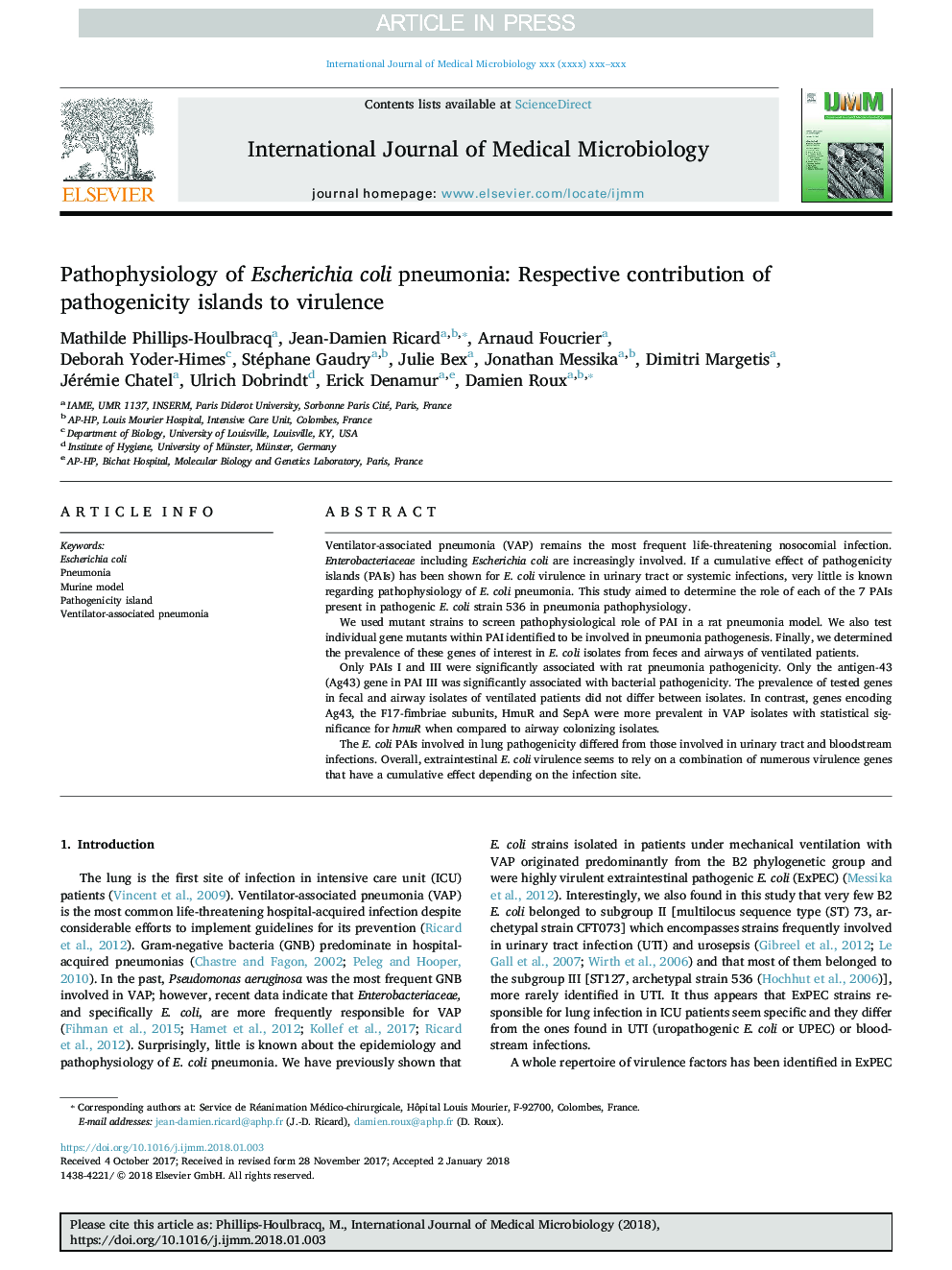 پاتوفیزیولوژی پنومونی اشرشیا کولی: سهم قابل توجهی از جزایر پاتوژنز به ویروس 