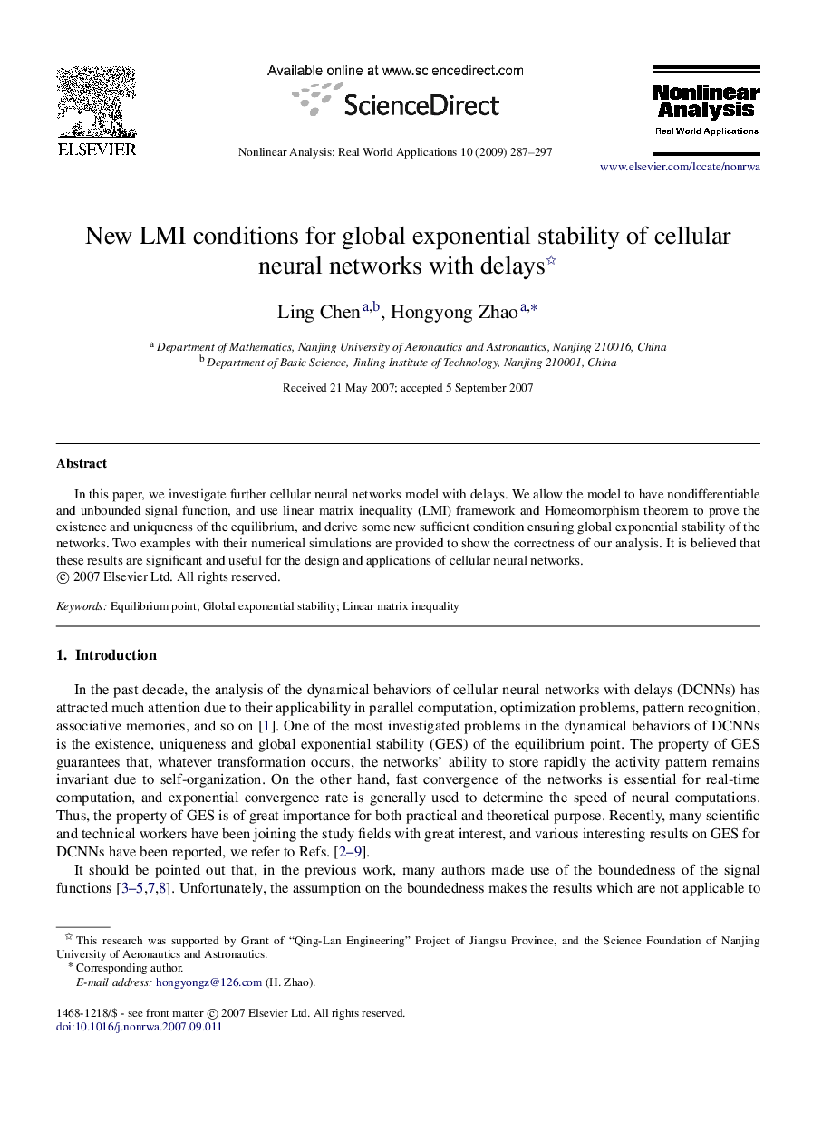 New LMI conditions for global exponential stability of cellular neural networks with delays 