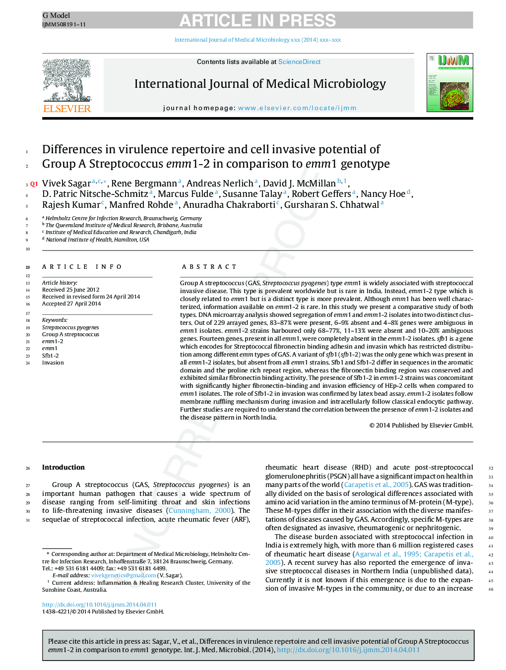 Differences in virulence repertoire and cell invasive potential of Group A Streptococcus emm1-2 in comparison to emm1 genotype