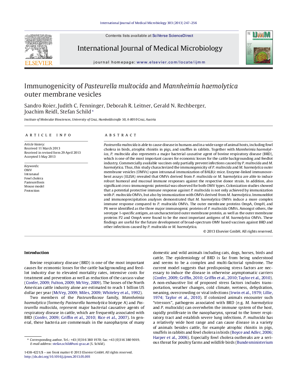 Immunogenicity of Pasteurella multocida and Mannheimia haemolytica outer membrane vesicles