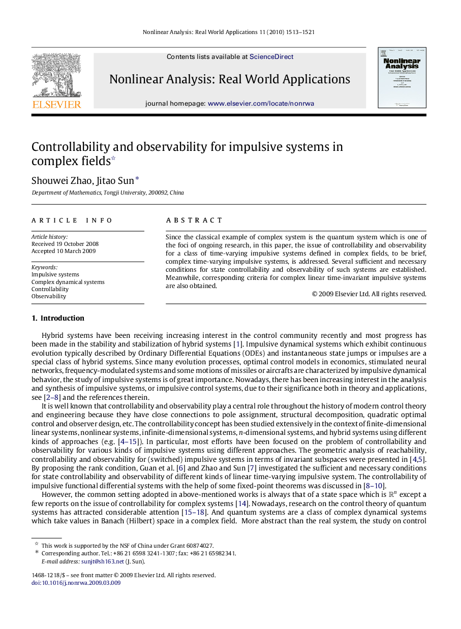 Controllability and observability for impulsive systems in complex fields 