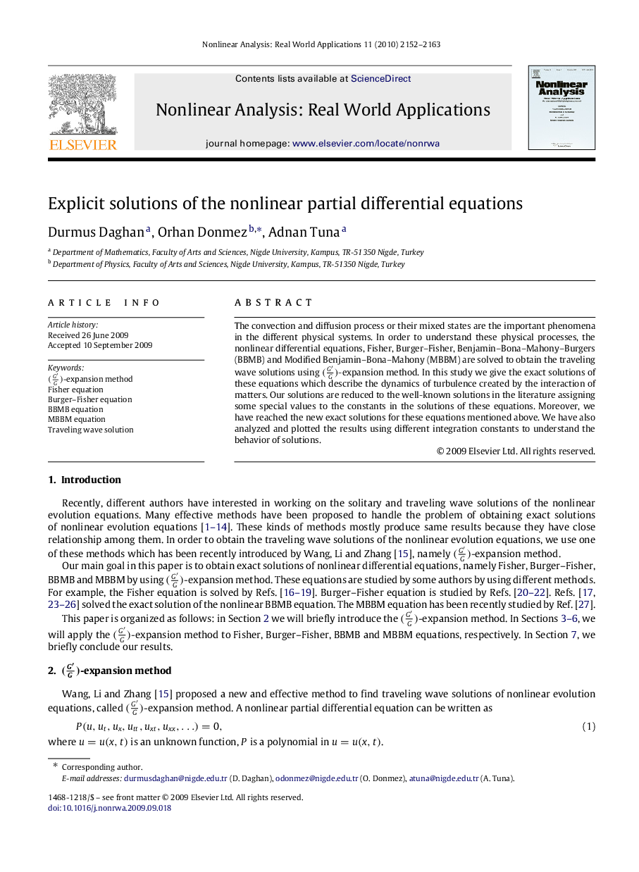 Explicit solutions of the nonlinear partial differential equations