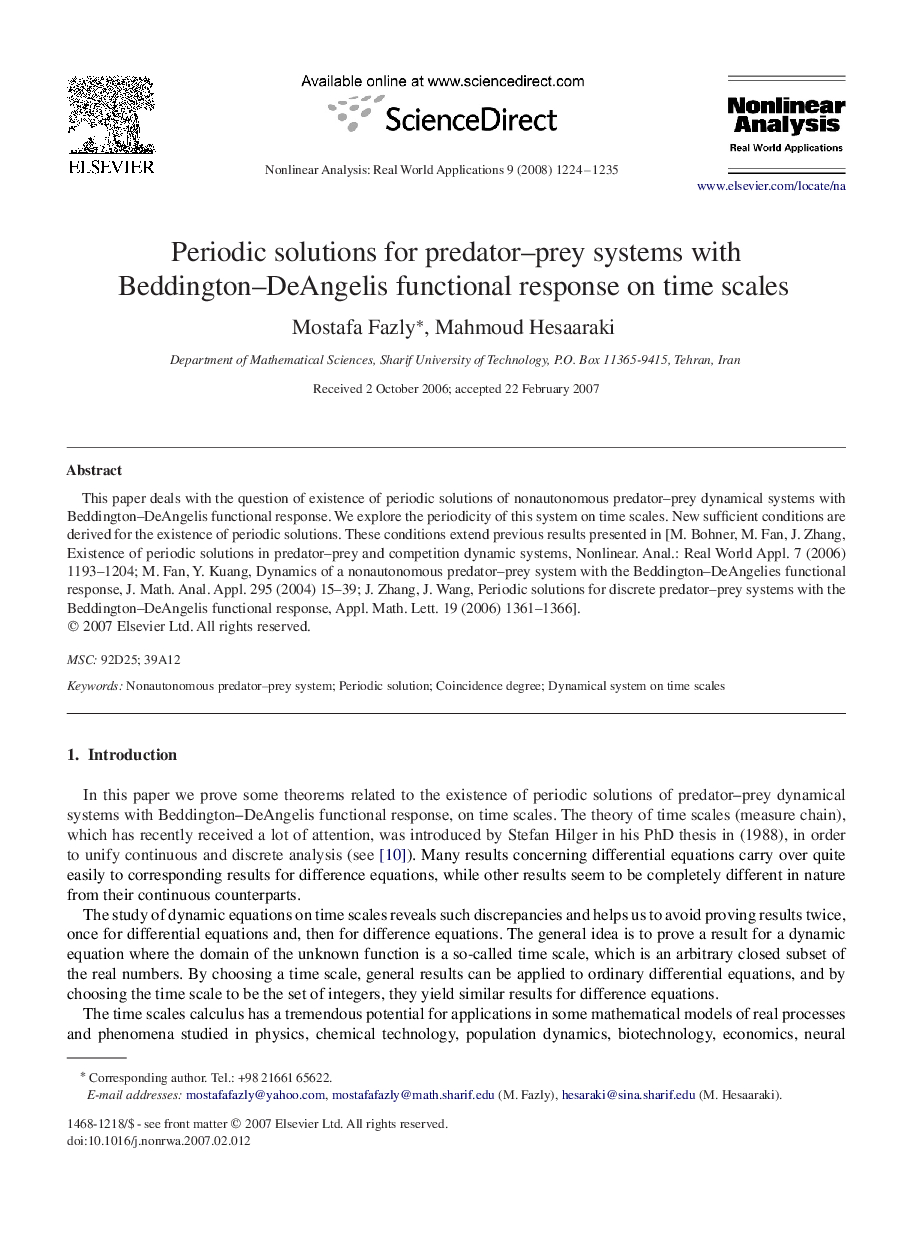 Periodic solutions for predator–prey systems with Beddington–DeAngelis functional response on time scales