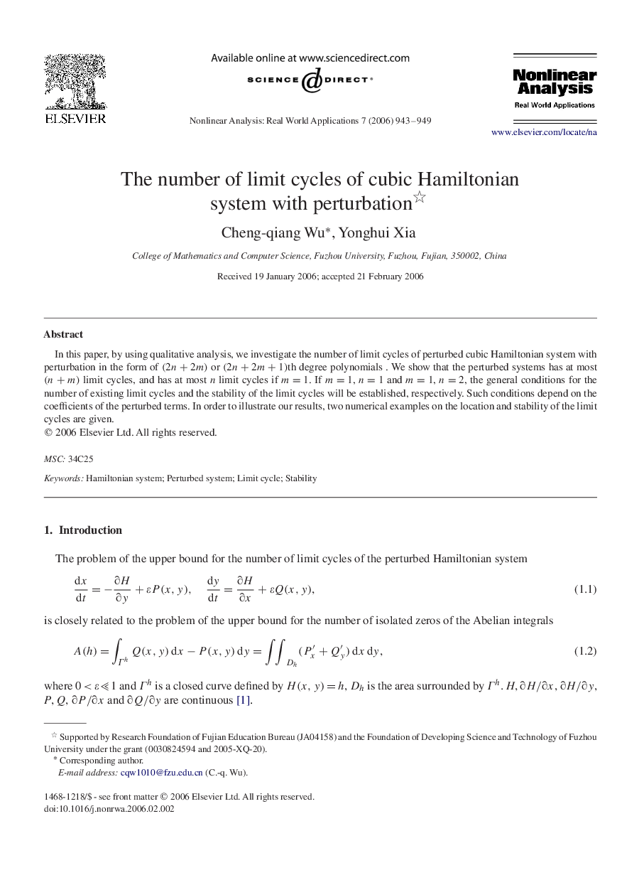 The number of limit cycles of cubic Hamiltonian system with perturbation 