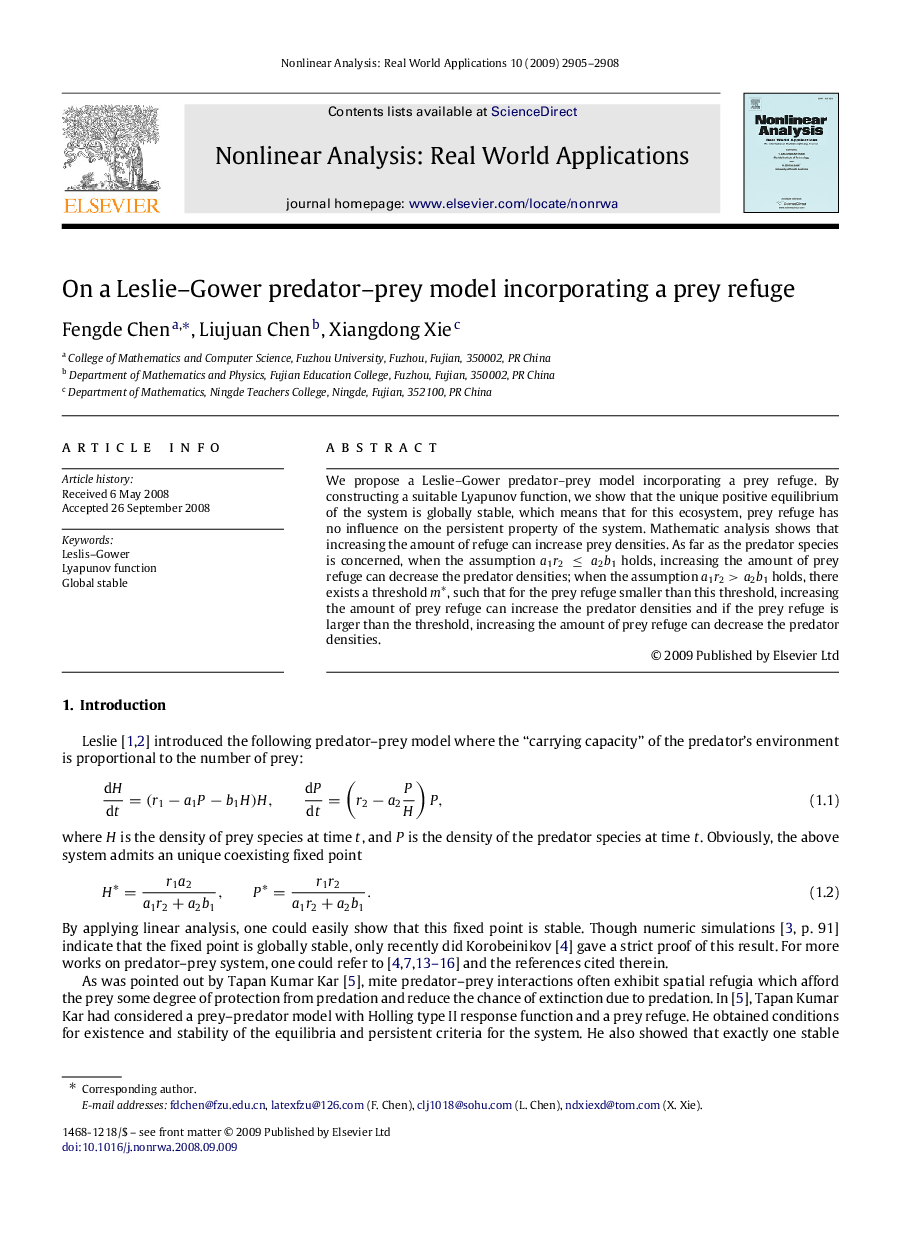 On a Leslie–Gower predator–prey model incorporating a prey refuge