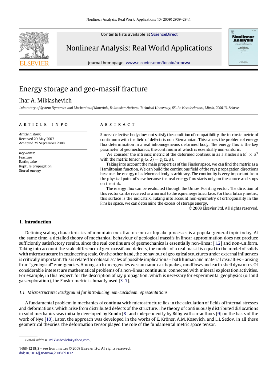 Energy storage and geo-massif fracture