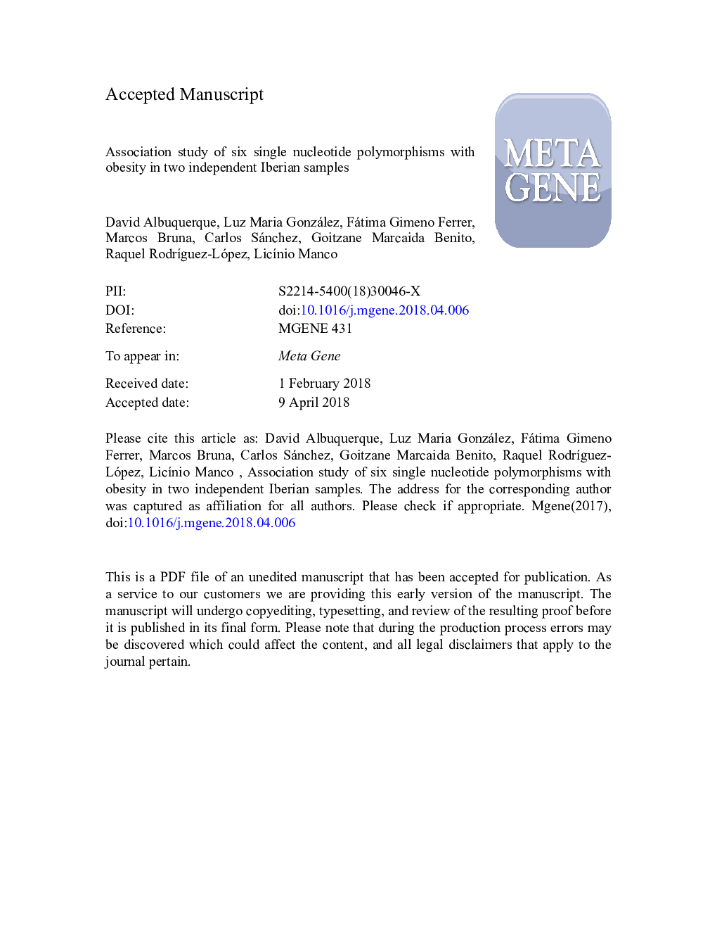 Association study of six single nucleotide polymorphisms with obesity in two independent Iberian samples