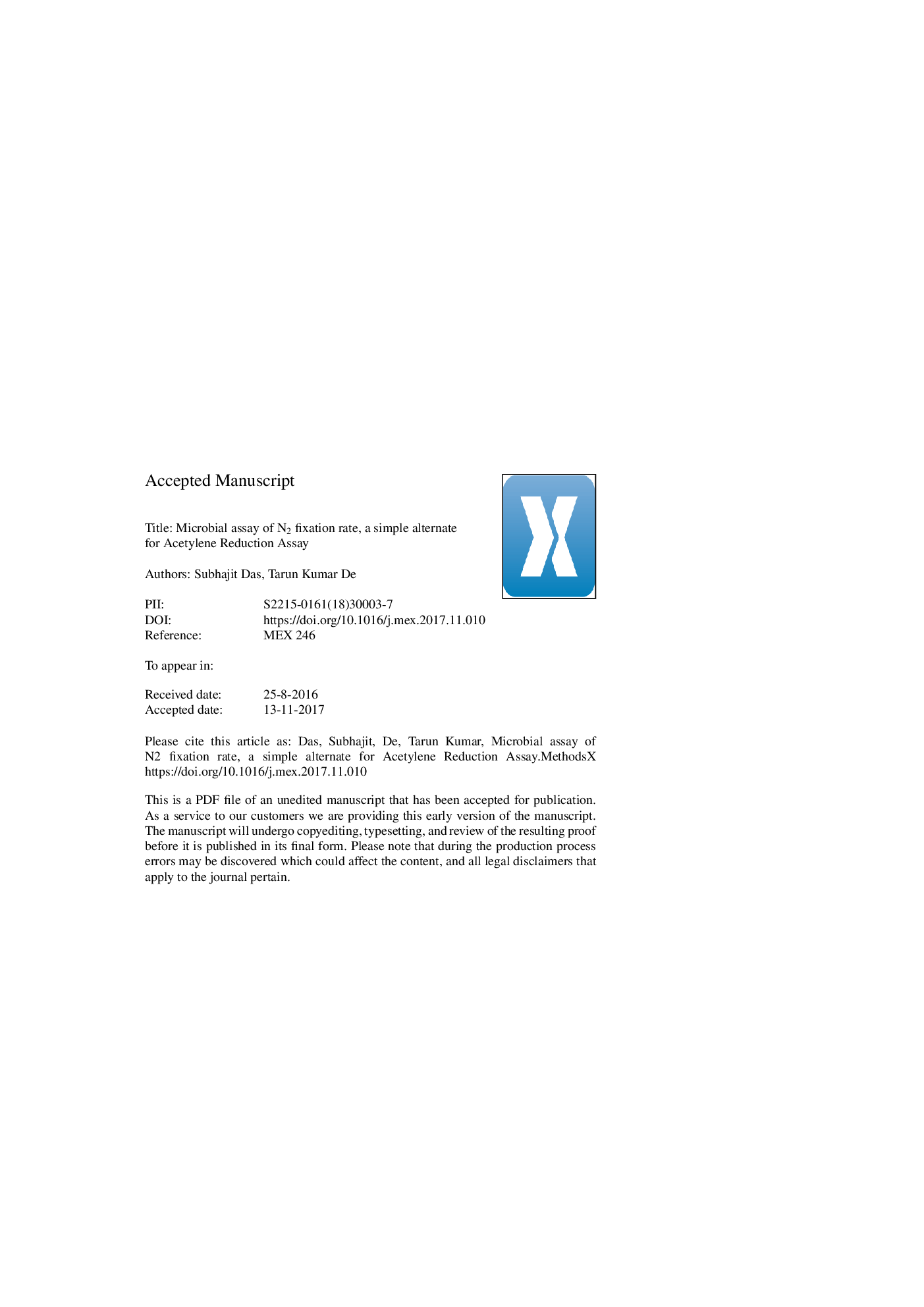 Microbial assay of N2 fixation rate, a simple alternate for acetylene reduction assay