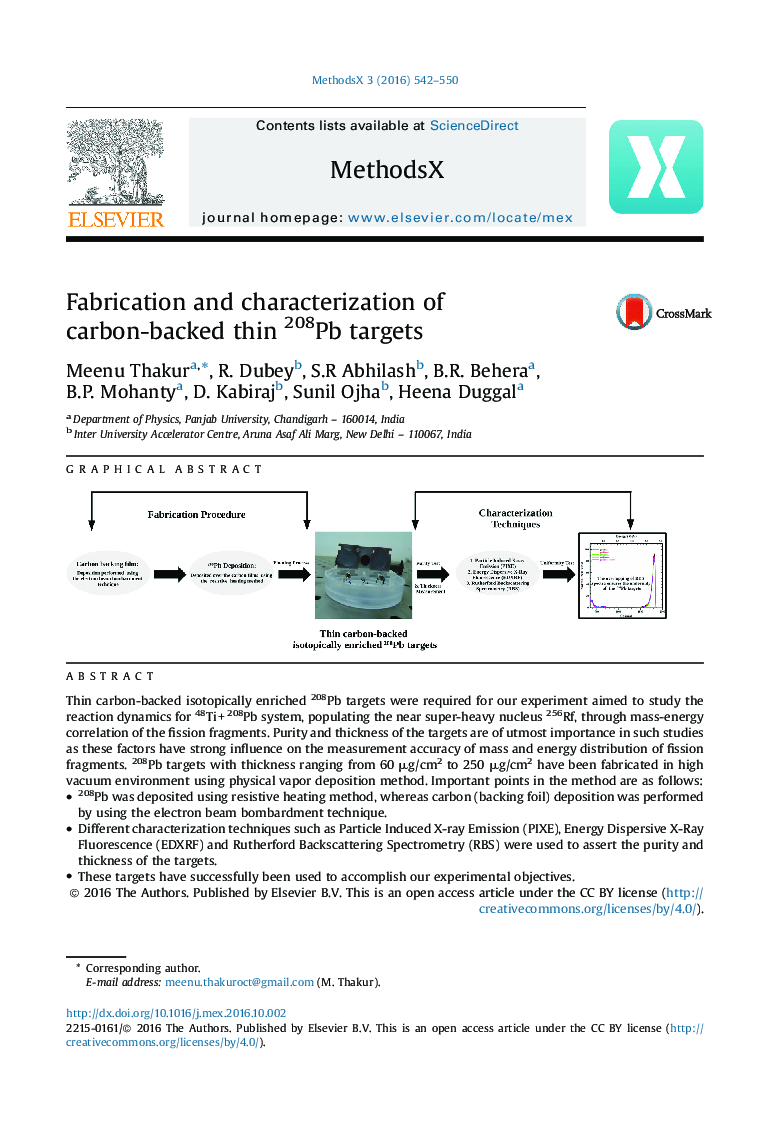 Fabrication and characterization of carbon-backed thin 208Pb targets