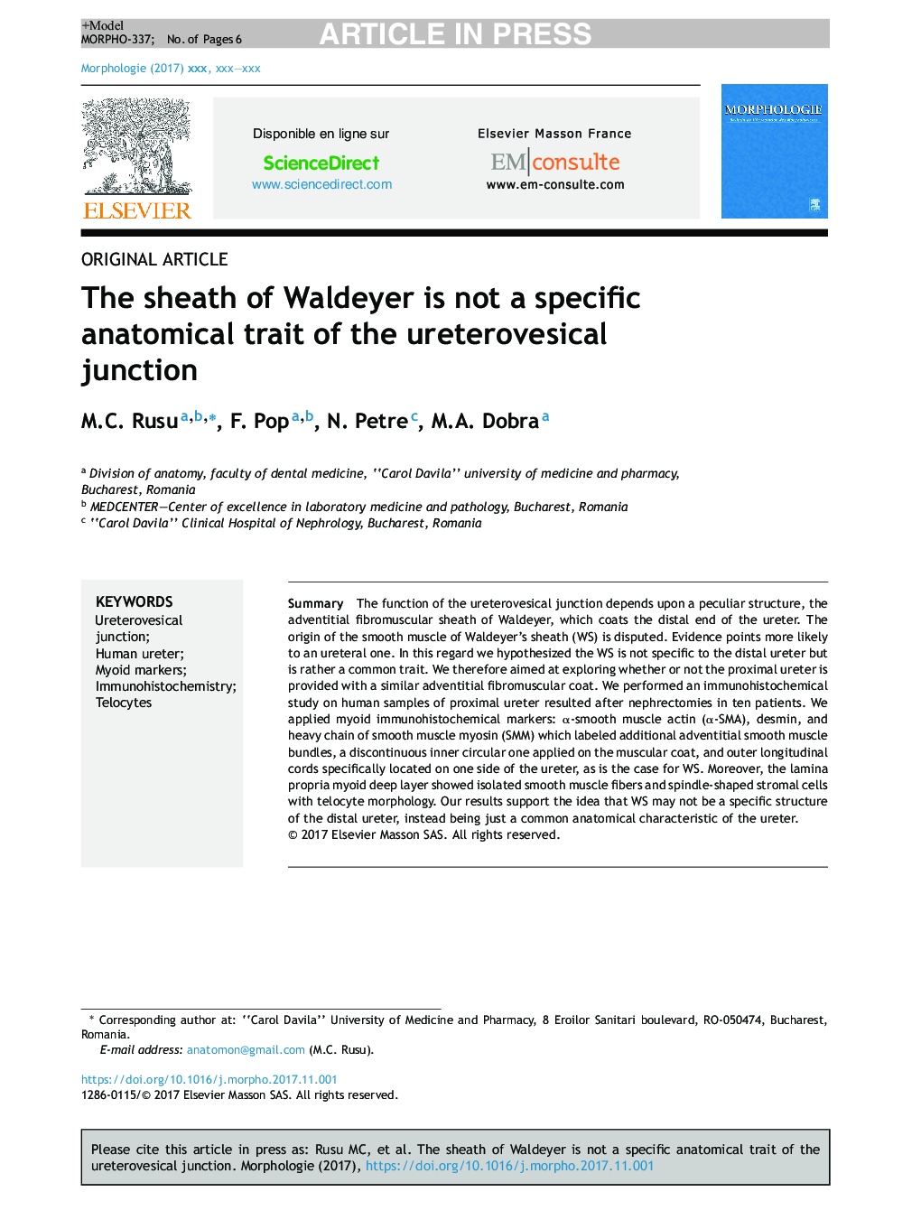 The sheath of Waldeyer is not a specific anatomical trait of the ureterovesical junction