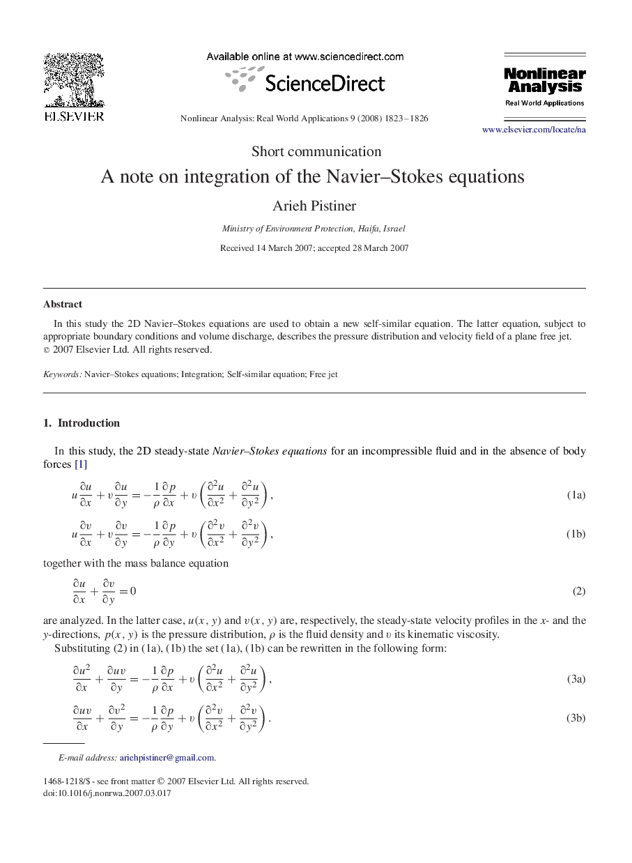 A note on integration of the Navier–Stokes equations