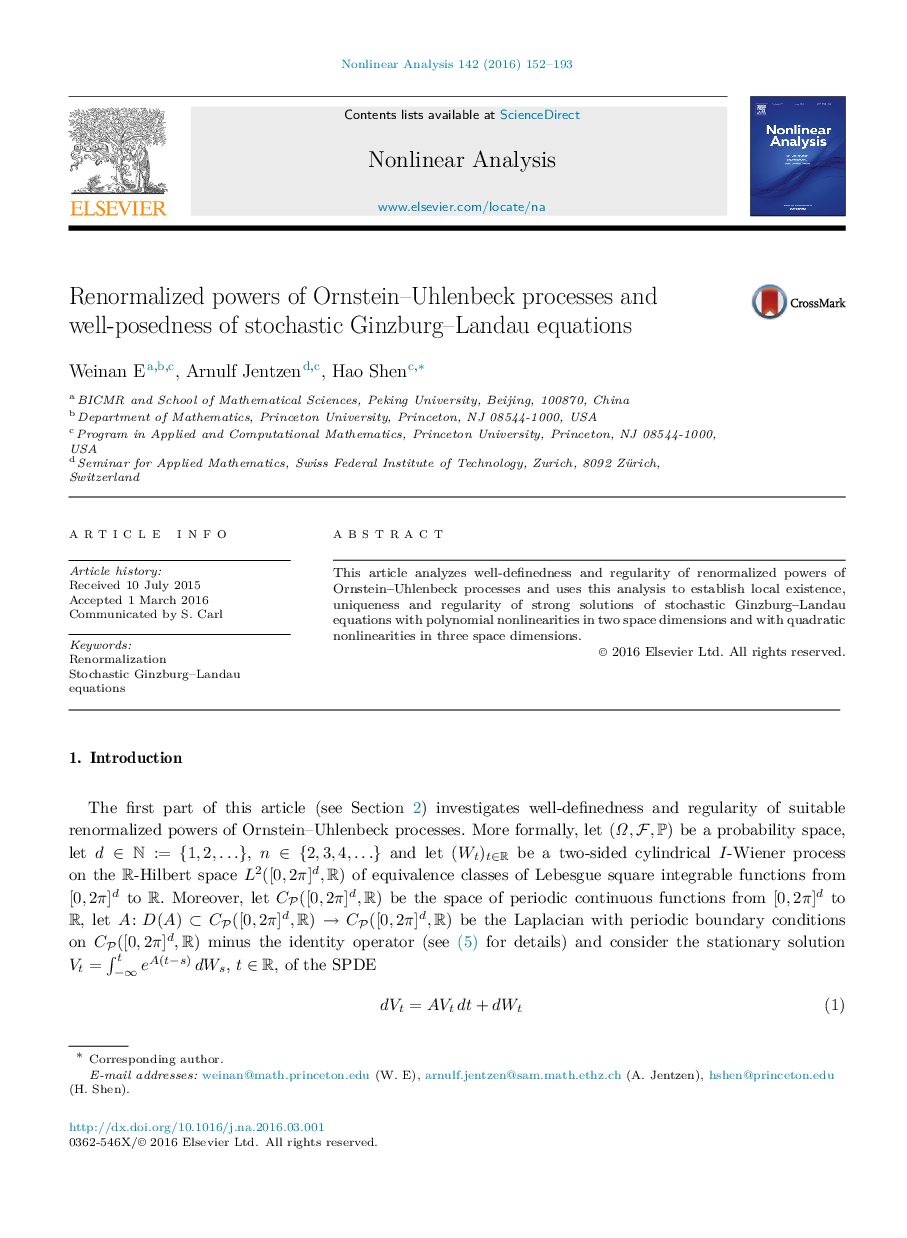 Renormalized powers of Ornstein–Uhlenbeck processes and well-posedness of stochastic Ginzburg–Landau equations