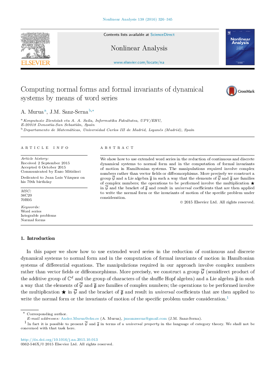 Computing normal forms and formal invariants of dynamical systems by means of word series