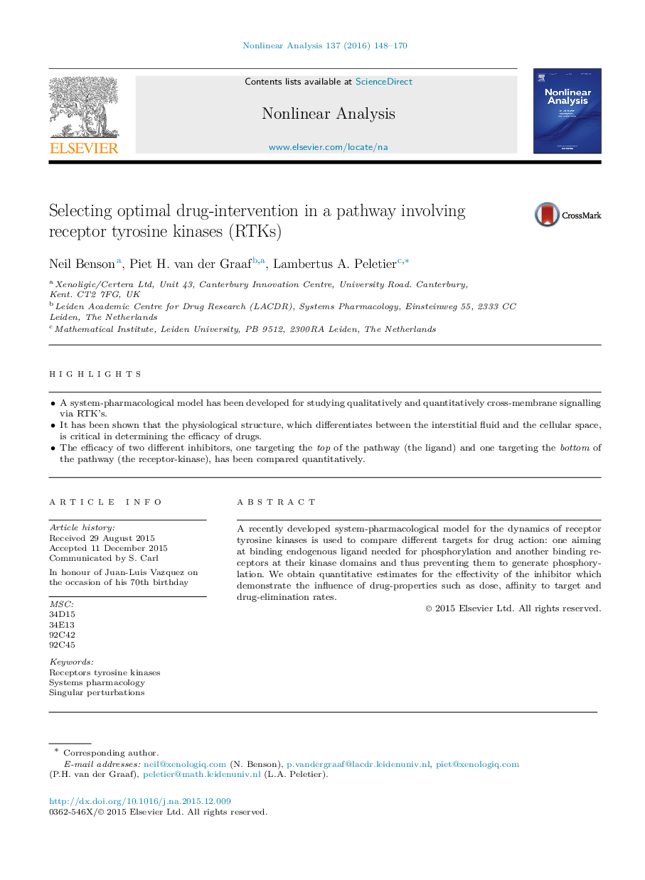 Selecting optimal drug-intervention in a pathway involving receptor tyrosine kinases (RTKs)