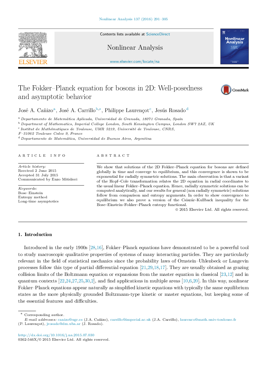 The Fokker–Planck equation for bosons in 2D: Well-posedness and asymptotic behavior