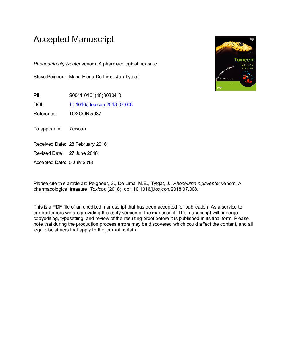 Phoneutria nigriventer venom: A pharmacological treasure