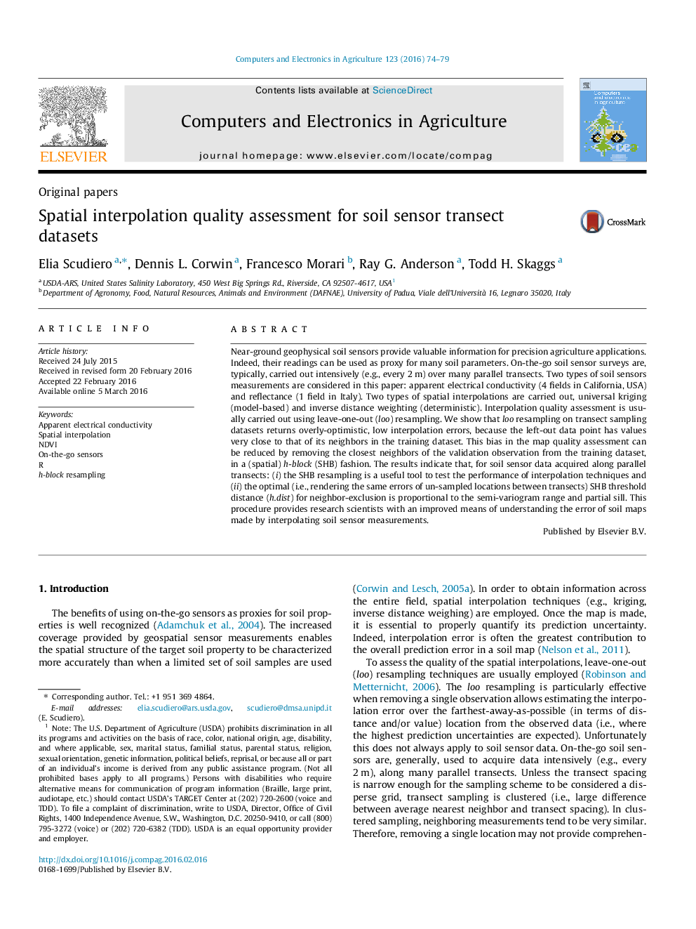 Spatial interpolation quality assessment for soil sensor transect datasets