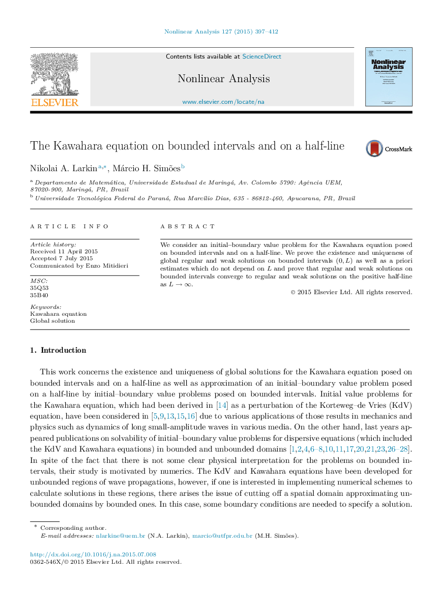 The Kawahara equation on bounded intervals and on a half-line