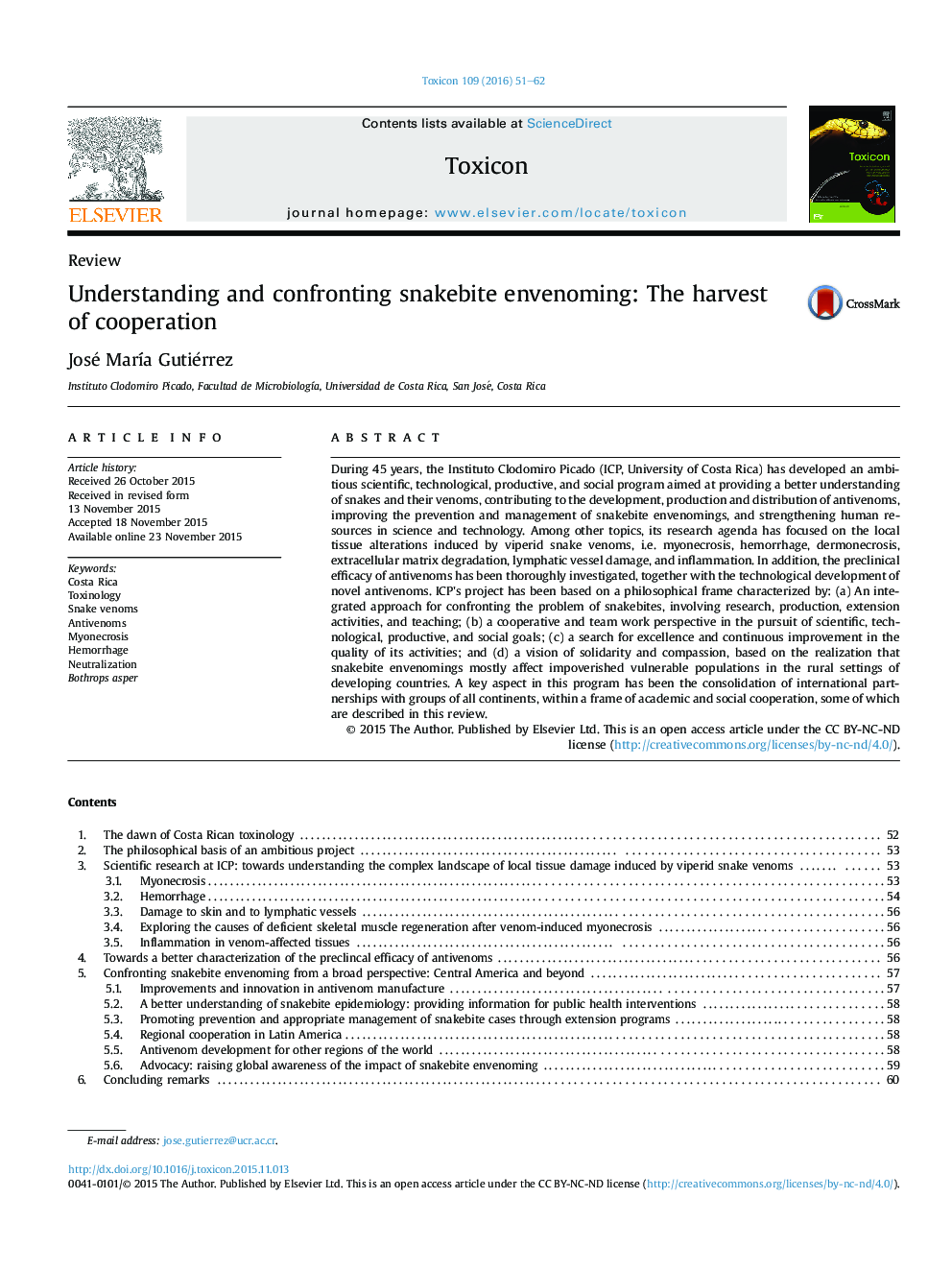 Understanding and confronting snakebite envenoming: The harvest ofÂ cooperation