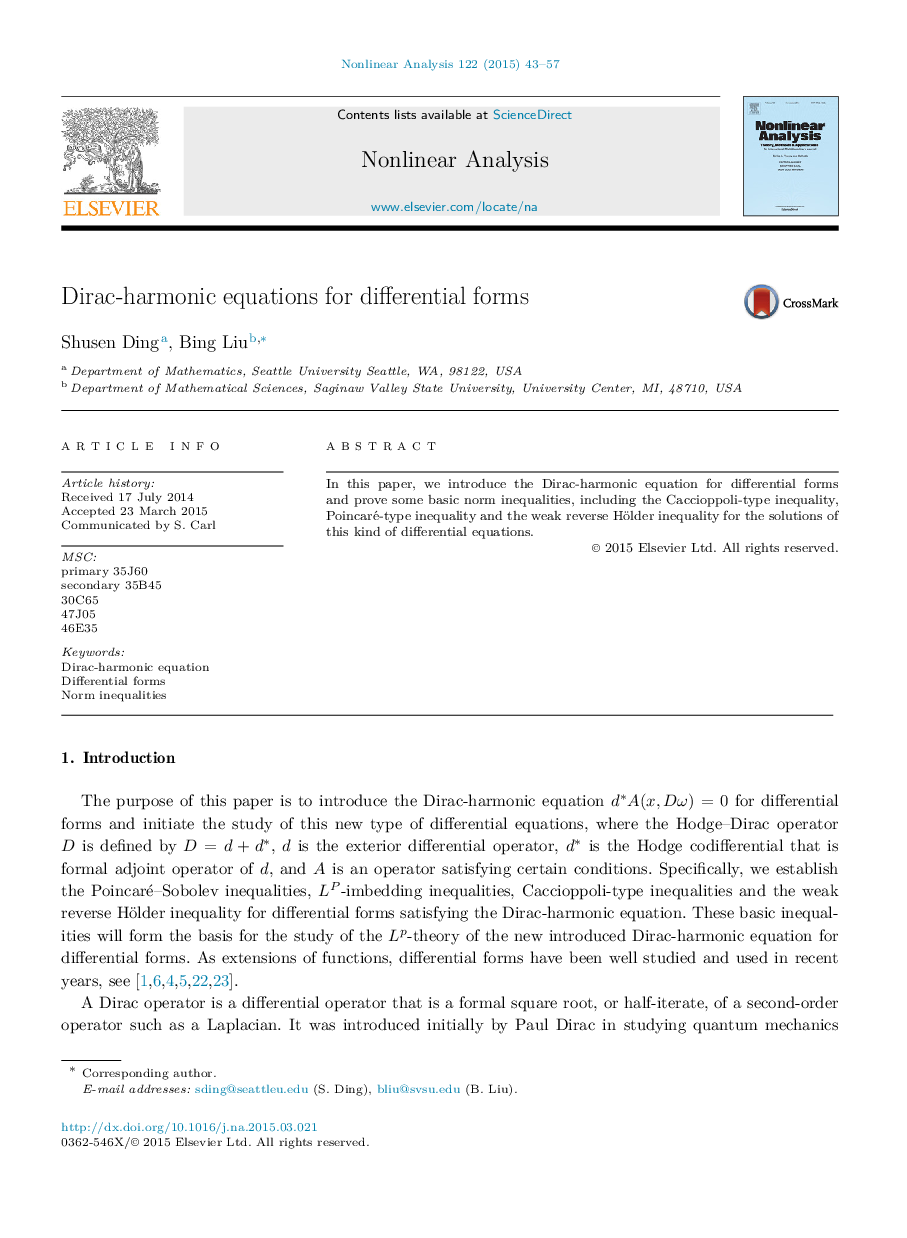 Dirac-harmonic equations for differential forms