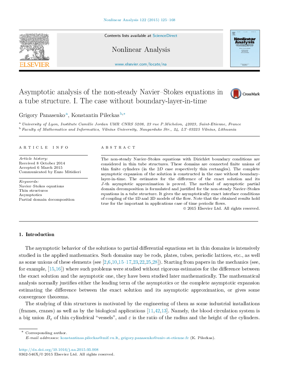 Asymptotic analysis of the non-steady Navier–Stokes equations in a tube structure. I. The case without boundary-layer-in-time