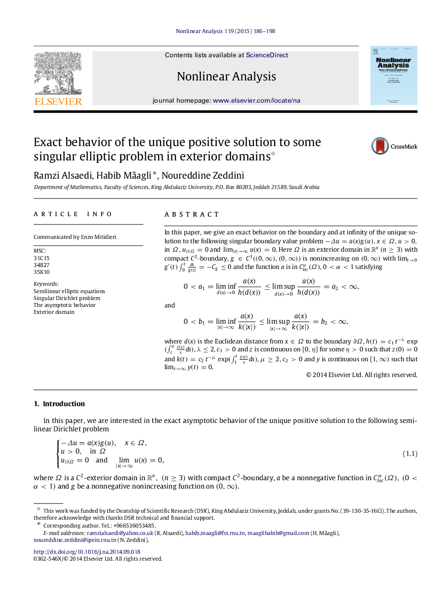 Exact behavior of the unique positive solution to some singular elliptic problem in exterior domains 